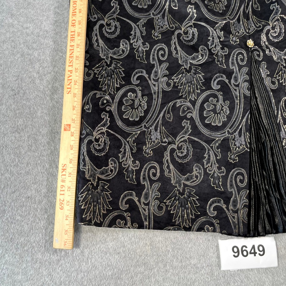 Grace Ephesians 2:8 Straight & Pencil Skirt Womens 18 Black Floral Lined Pleated - Picture 2 of 6